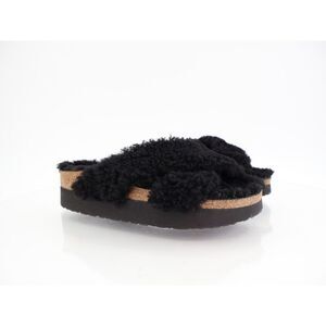 Birkenstock Papillio Daytona Shearling Black Sandals Size 37 6 Platform Slide